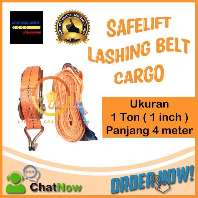Siap Kirim Ratchet Tie Down 1 Ton x 4 Meter Cargo Lashing Belt Tali Pengikat