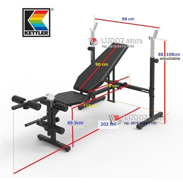 Kettler Axos Weight Training Bench Press Bangku Fitness Gym Sit Up Original Dan Terpercaya