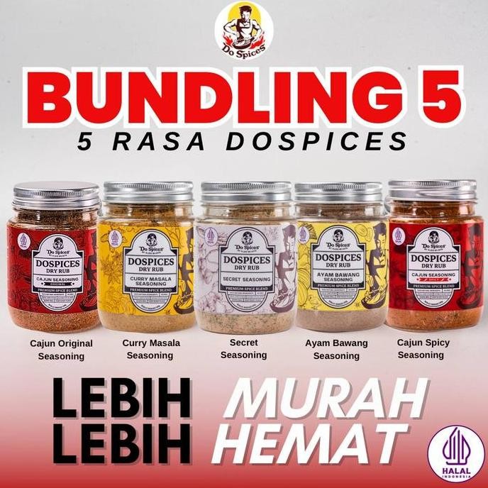 

DISKON! DOSPICES PAKET BUNDLING 5 VARIAN HEALTHY DRY RUB - BUMBU MARINASI RENDAH KALORI HEMAT