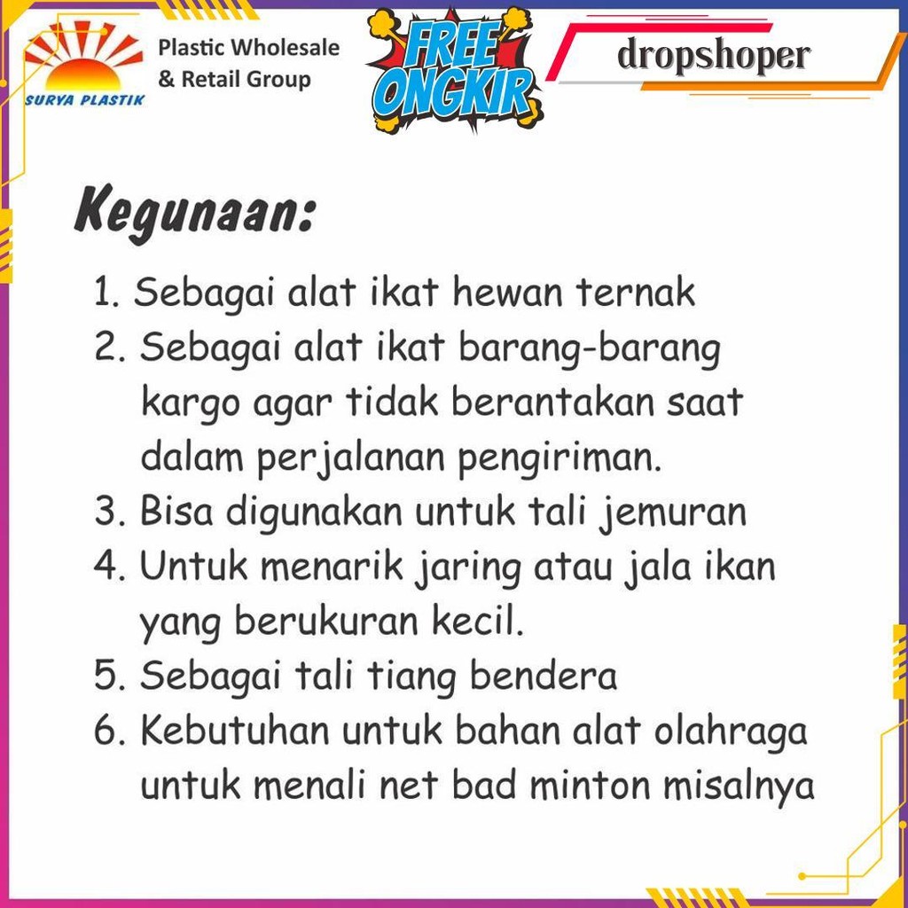 

Tali Tampar Ukuran 2Mm Panjang 220 Meter Original Produk