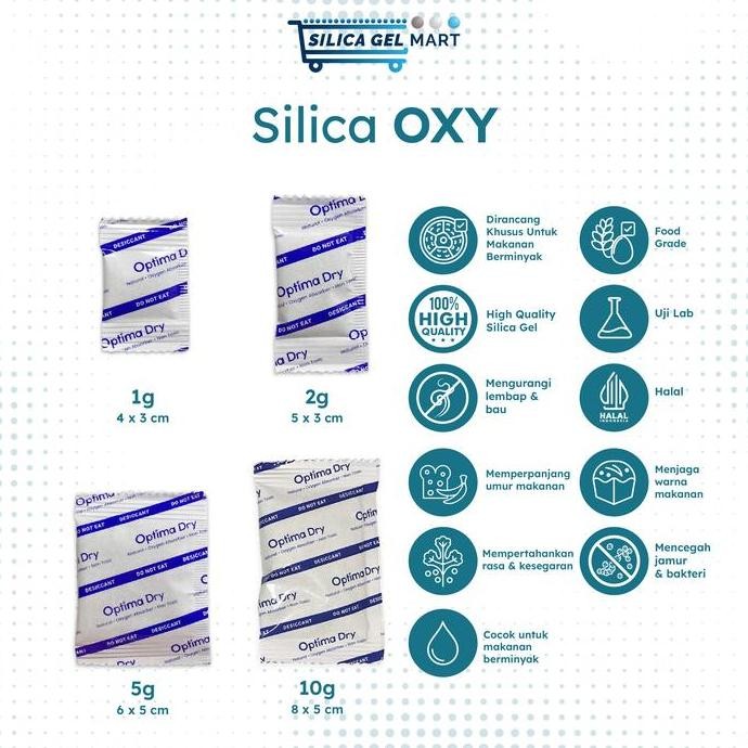

New Silica Gel OXY 1Kg Sachet Untuk Makanan Berminyak Food Grade