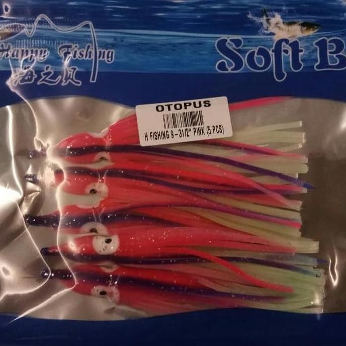 squid rubber glow in the dark 3 inch kaptain - umpan gurita mancing malam stok terbatas