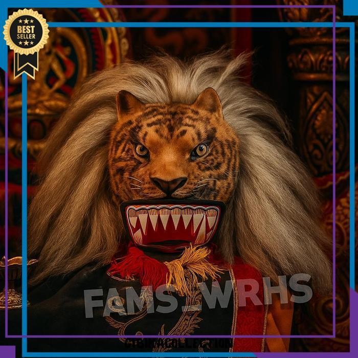 Topeng Macan Reog Ponorogo Bahan Kulit Asli Variasi Macan Coklat Real