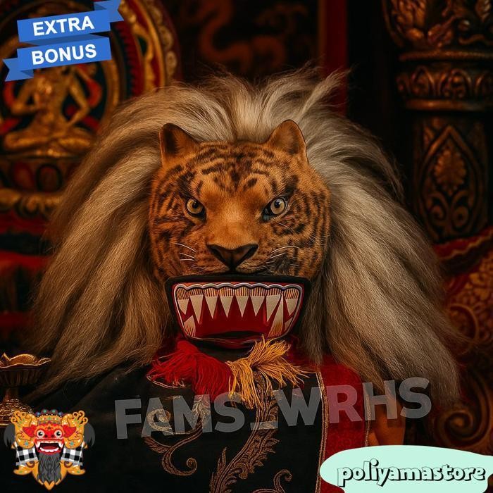 Topeng Macan Reog Ponorogo Bahan Kulit Asli Variasi Macan Coklat Budaya