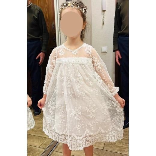 Kif White Brocade Dress Putih Anak Import Dress Brukat Anak