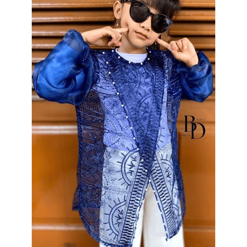 GKI Fiona Outer Brukat Anak Tanggung Perempuan 4-12 Tahun Brokat Organza Payet Kondangan Bridesmaid 