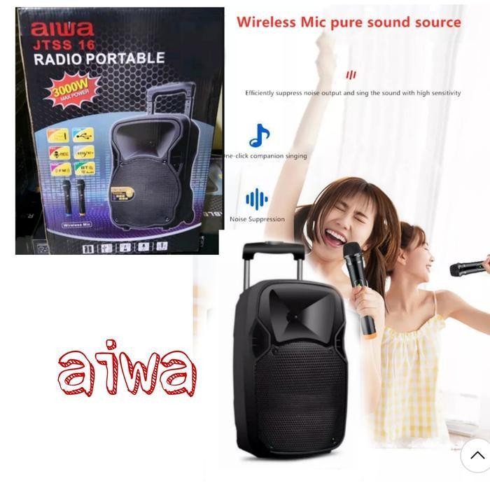 aiwa bluetooth speaker meeting 15 inch pengajian portable trolley roda Berkualitas Terbaru