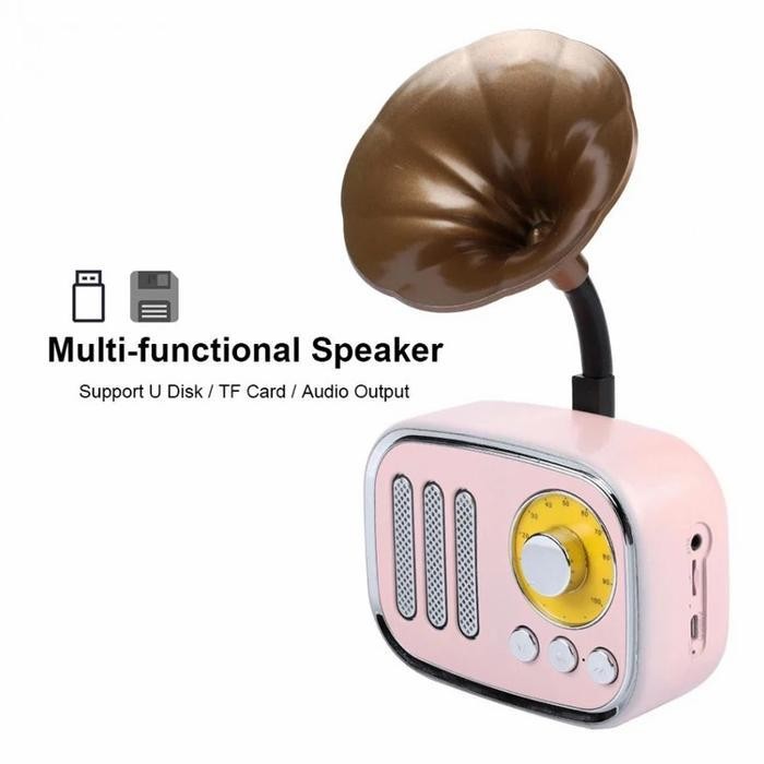 Speaker Bluetooth Retro Gramophone Music Box Fm Radio,TF,USB New 2021