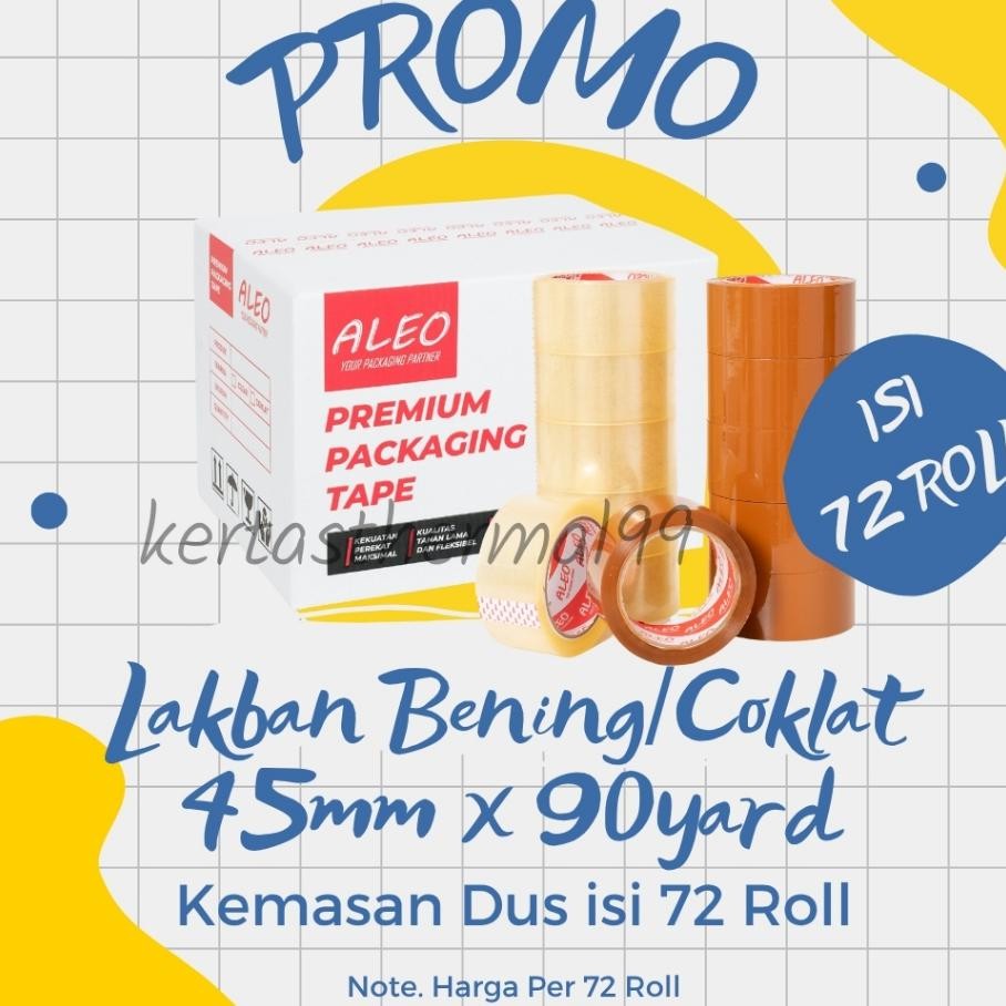 

Dus 72 Roll Lakban Bening 45Mm X 90 Yard Lakban Coklat 45Mm X 90 Yard Aleo