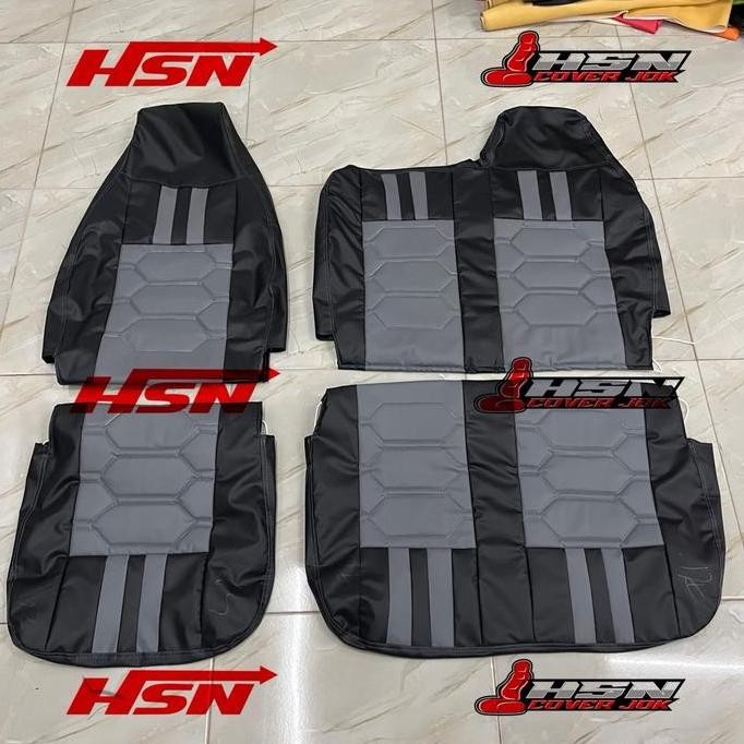 Sarung Jok Canter Dyna Dutro Elf Euro Macan Traga Elf Giga - Bahan Kulit Sintetis 100% Asli - hitam 