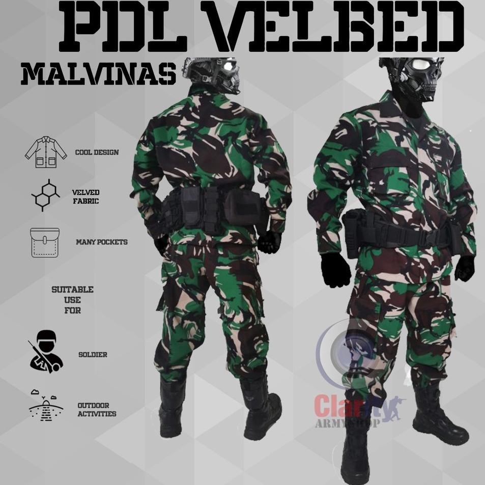 SETELAN BAJU PDL MALVINAS VELBED/PDL TEMPUR VELBET/PDL LORENG TNI ANTI AIR/DINIR