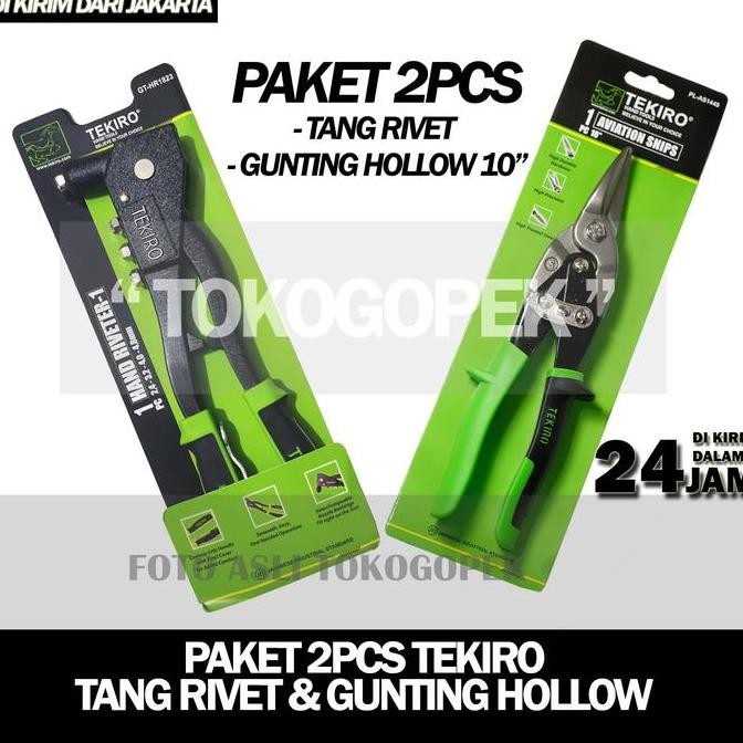 PAKET 2PCS TANG RIVET TEKIRO GT-HR1823 & GUNTING BAJA RINGAN 10" INCH ORIGINAL DAN TERPERCAYA