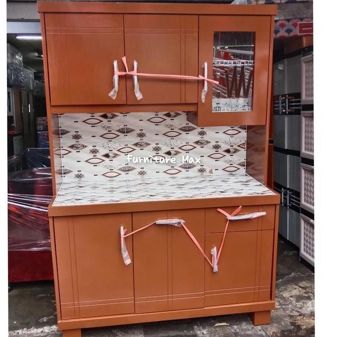 TERLARIS - LEMARI SAYUR / LEMARI DAPUR / RAK PIRING KAYU 3 PINTU COKLAT