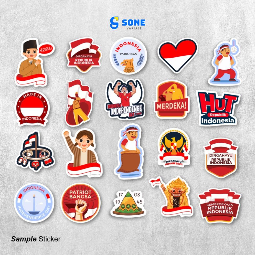 

My56 Stiker Vinyl 17 Agustus Tema Kemerdekaan Ri Hut Ri Ke-80 | 50 Pcs Waterproof