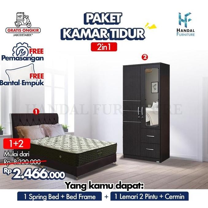 Termurah Paket Kamar Tidur 2In1 Hemat Set Elite Serenity Superstar + Lemari 2Pt Walnut