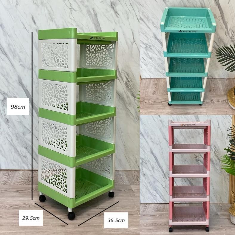 RAK FAWSLINE 5 SUSUN + RODA || RAK TROLY 5 TINGKAT || RAK 5 SUSUN SERBAGUNA || RAK PLASTIK  PORTABLE