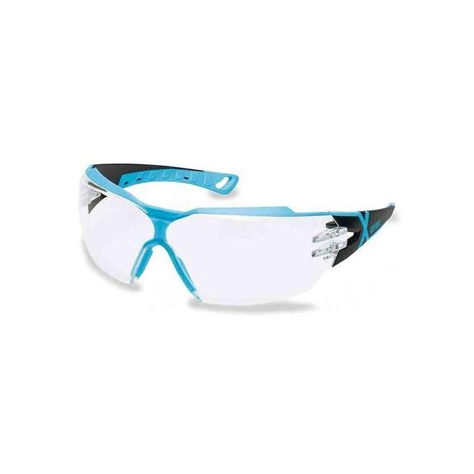UVEX Safety Glasses Pheos CX2 PC Lens Black Light Blue Frame Anti Fog