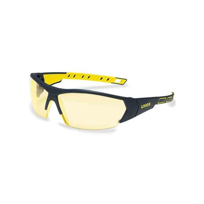 UVEX Safety Glasses I-Works Amber Lens Black Yellow Frame Anti Fog