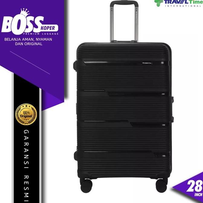 BEBAS ONGKIR - Koper 28 Inch Large Kuat TRAVEL TIME Hardcase Tanpa Resleting + TSA