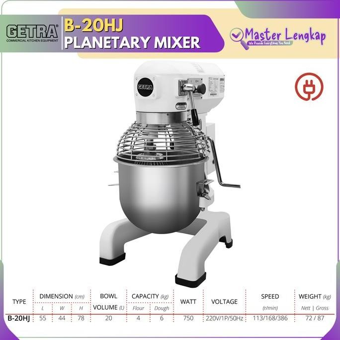 GETRA Planetary Mixer B-20HJ / B20HJ Mixer Roti 20 Liter Industrial