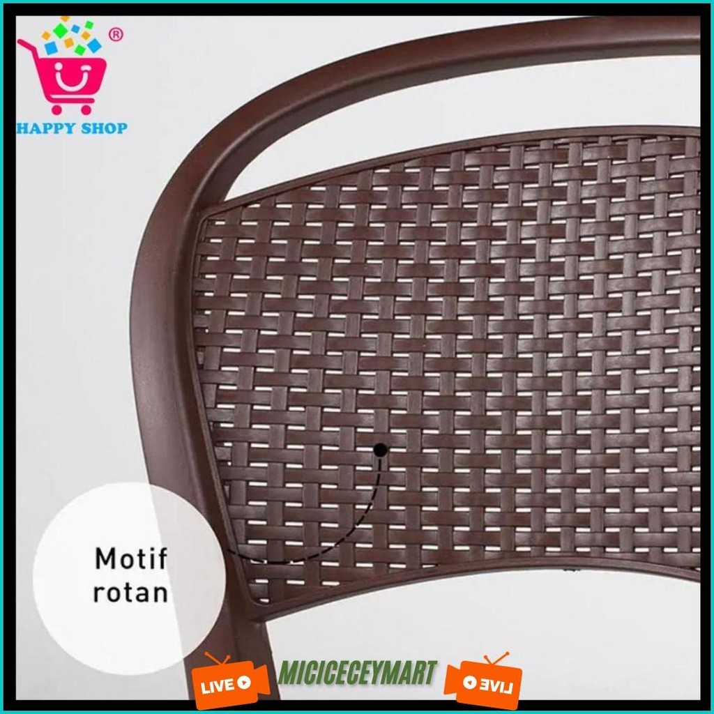 Olymplast Kursi Plastik Motif Sandaran Rotan (Ol 209R) - Coklat Muda Terlaris
