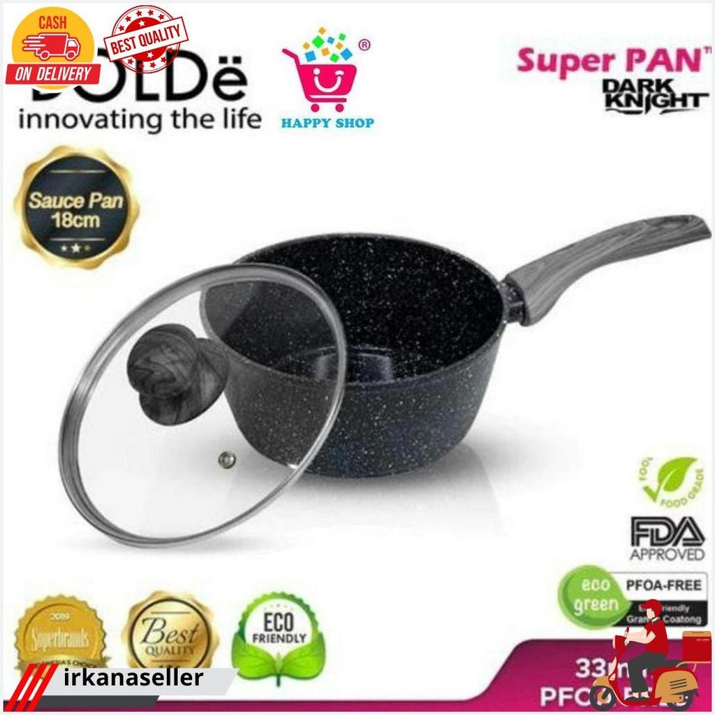 Bolde Sauce Pan 18Cm + Glass Lid Black Dark Knight Original Produk
