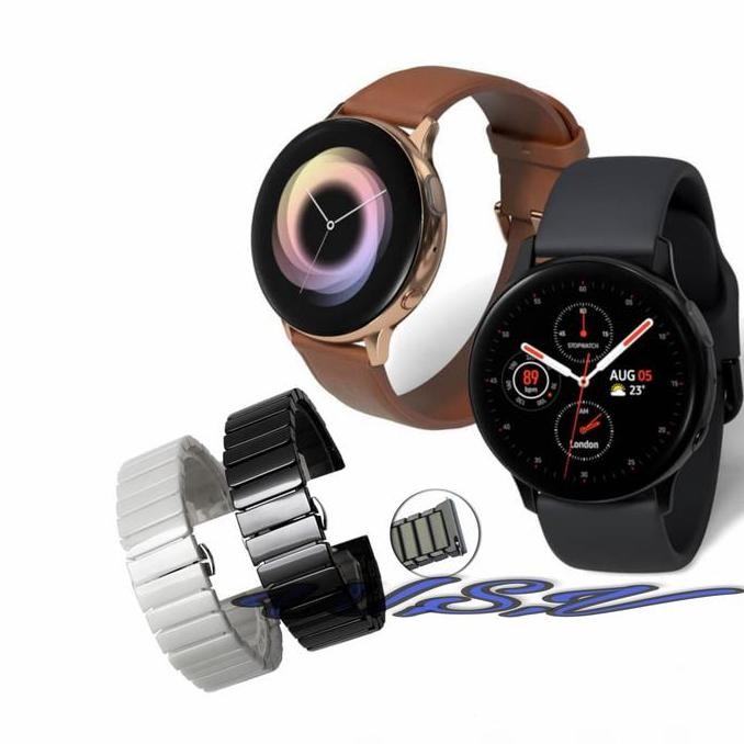 TERBARU - Strap Ceramic Steel Samsung Galaxy Watch Active 2 Tali Jam Steel Hitam Putih