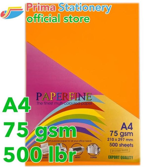 

NEW Paperfine Kertas HVS Warna A4 IT 371 Cyber Orange Rim isi 500 lbr [TC]