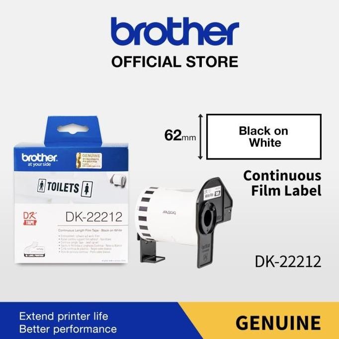 

TERLARIS - Brother Label Tape DK-22212 62mm Continuous Length Film White Tape