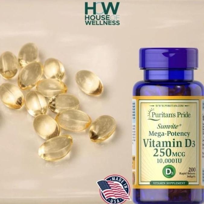 Jual puritan's pride vitamin D3 250mcg 10000iu 200.softgel