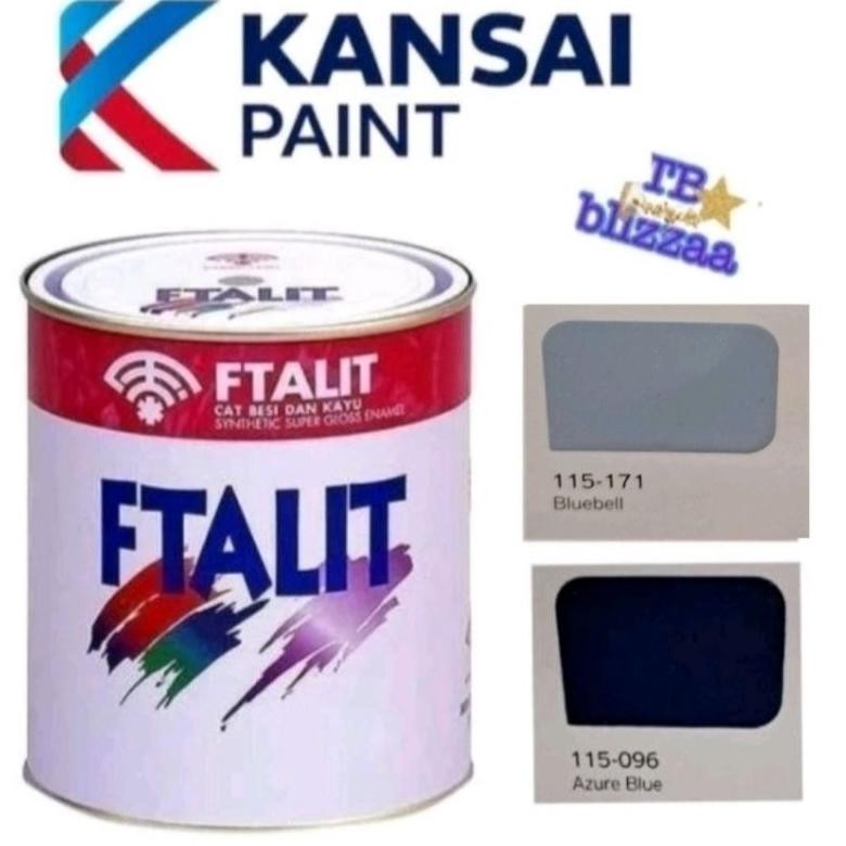 DB201 }} Ftalit Azure Blue 096 Ftalit Bluebell 171 Cat Kayu Besi Biru 1kg