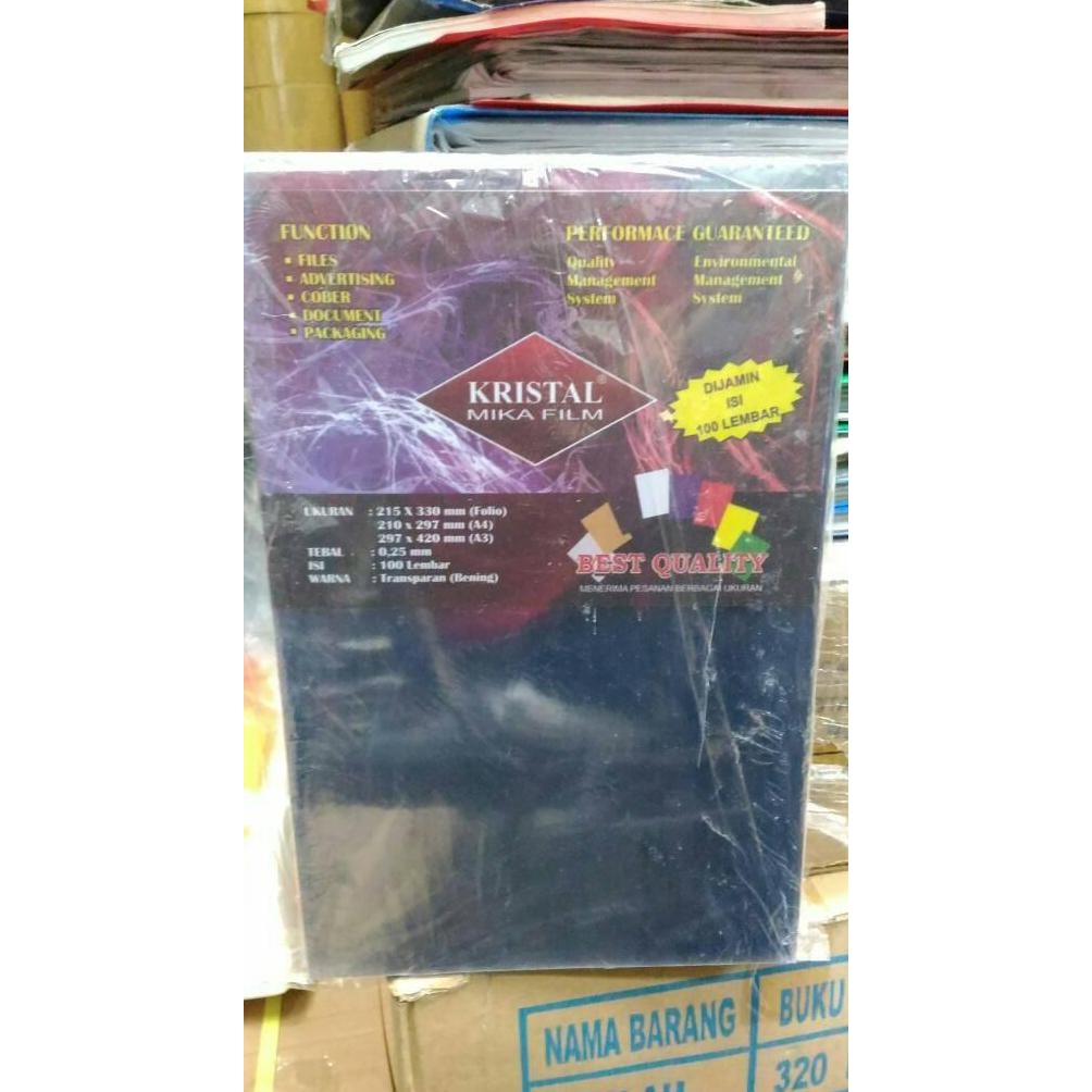 

Cover Mika Merk Kristal Tebal 0.25Mm Ukuran Folio