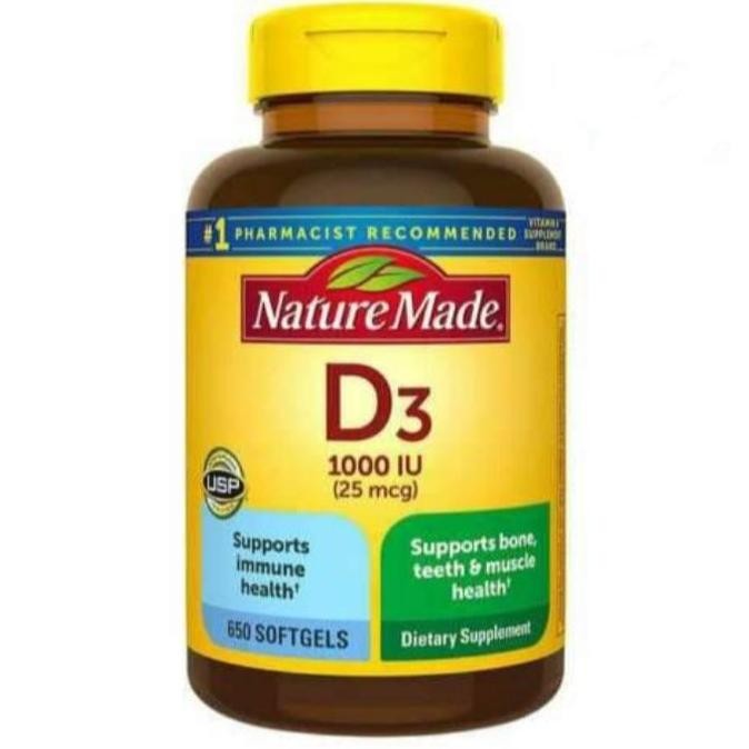 Jual nature Made vitamin D3 1000iu 25mcg 650.softgel