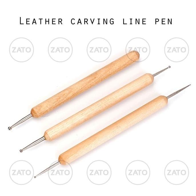 

Leather Carving Line Pen Wood 3 Pcs - Leather Tool