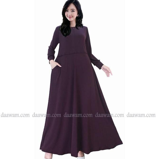Daawam Ori Gamis Jersey Polos Lengkap Ukuran Warna Ungu Tua