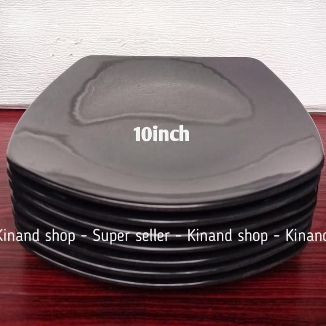LAGI PROMO 6 PCS PIRING MELAMIN BESAR JUMBO 10 INCH MELAMIN HITAM KOTAK