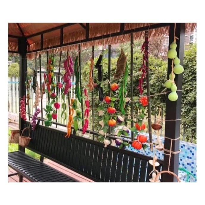 (Allthebest) Buah Sayur Gantung Artificial Fruit Vegetable Hiasan Etalase Dinding Dapur Renteng Rest