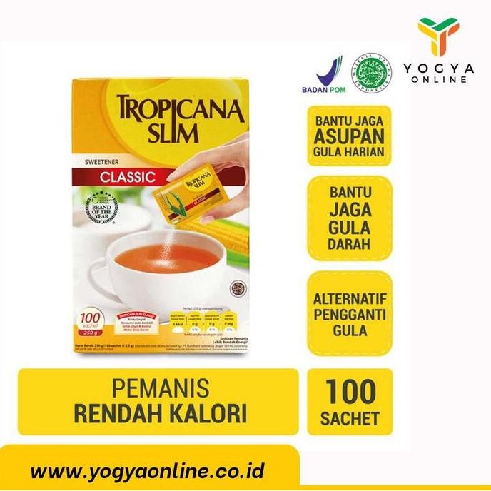 

Baru Tropicana Slim Sweetener 100 Sachet x 2.5gr - Gula Diet Bebas Kalori