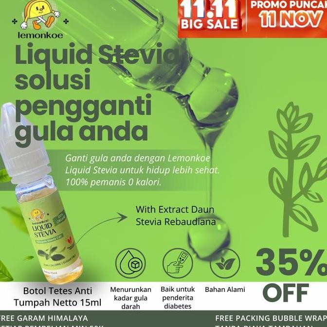 

Baru Lemonkoe Gula Stevia Cair 15ml Pemanis Botol Tetes 0 Kalori Diet Diabetes