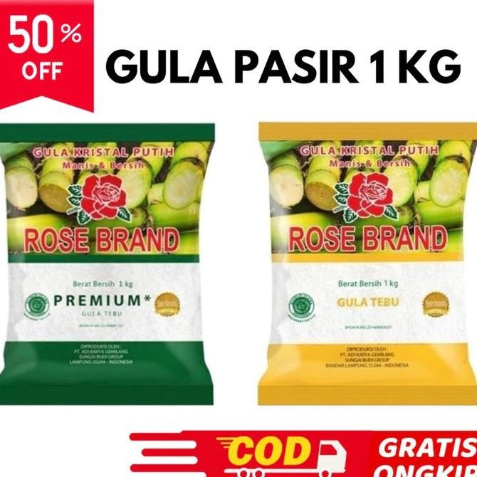 

Baru Rose Brand Gula Kristal Putih 1kg x 2 Pcs Bersih Manis