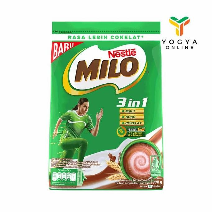 

Grosir Susu Coklat Milo 3In1 Isi 990 Gram