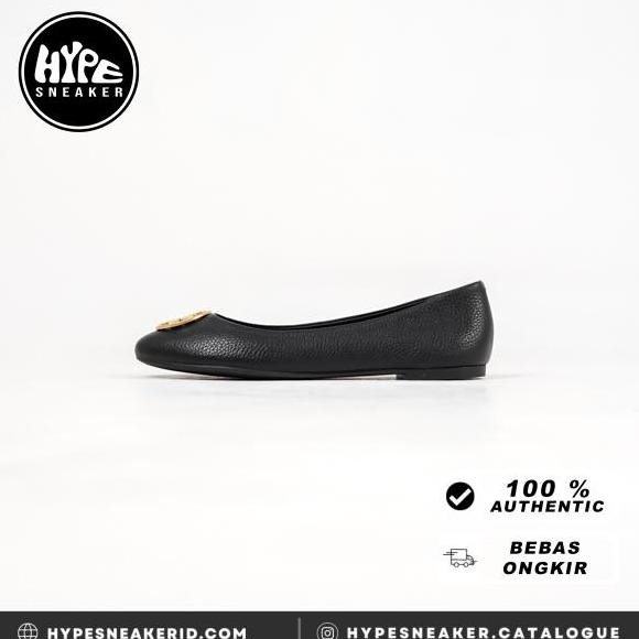 DS Sepatu TORY BURCH GHW BALLET BLACK FLAT SHOES 100% ORI