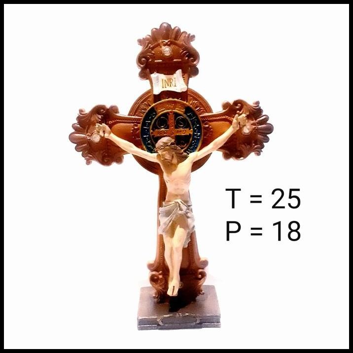 Salib Duduk benediktus Diamond / Patung rohani salib benediktus