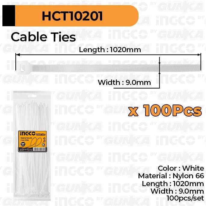 

100Pcs Cable Ties (100Cm Putih) Ingco Hct10201 Kabel Tis Tie Nylon 66 Kualitas Terbaik Harga Termurah
