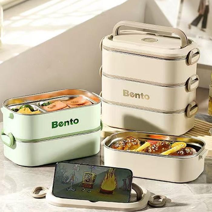 Kotak Makan Set Lunch Box Stainless Anti Tumpah Kotak Bekal Anak Tas Lunch Box Stainless Anti Tumpah