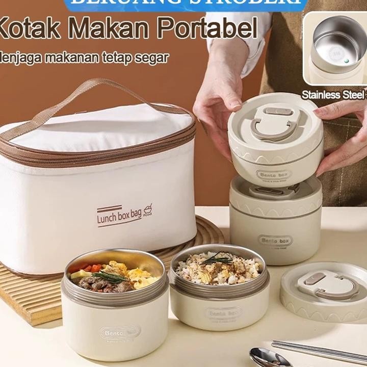 Lunch Box Set Rantang Stainless Steel 304 Lunch Box Stainless
