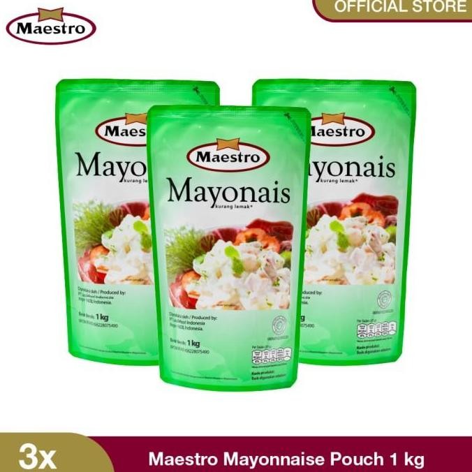 

Tersedia Maestro Mayonnaise Pouch 1kg Isi 3 Refill Saus Mayonais Lezat