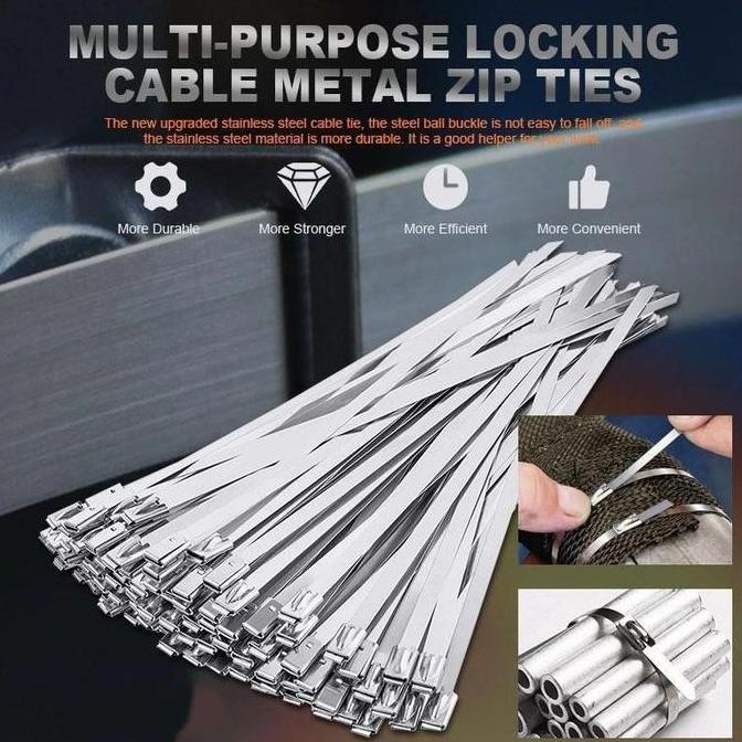 

Diskon! Kabel Ties Stainless Steel 4.6 x 300 mm Isi 20pcs Tali Rivet Pengikat