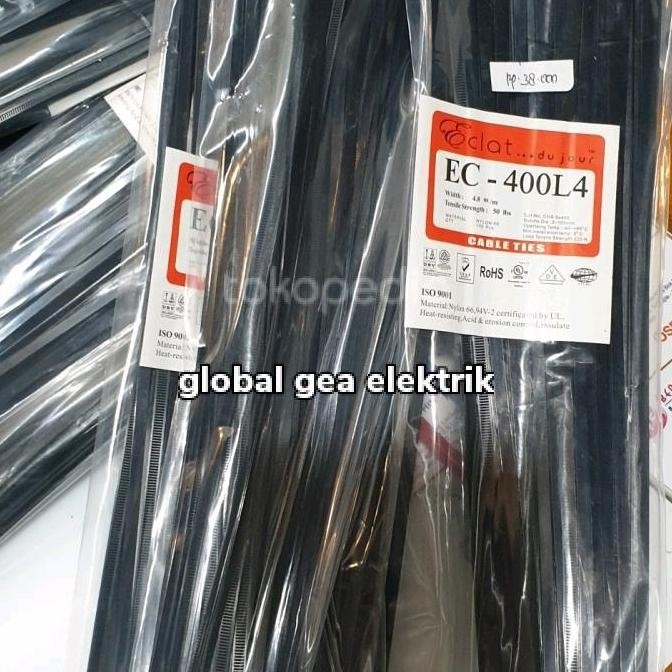 

Diskon! Kabel Ties ECLAT 40cm x 4.8mm Nylon Cable Tie Warna Hitam Per Pack Isi 100pcs