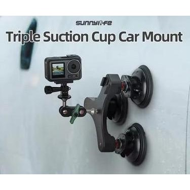 TERBARU SUNNYLIFE TRIPLE SUCTION MOUNT KAMERA MOBIL - DUDUKAN KAMERA GOPRO INSTA360 DJI